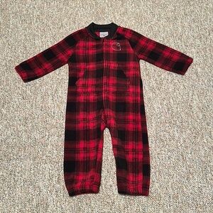 Carhartt Plaid Fleece Coverall-Style Long-Sleeve Bodysuit for Babies 12m